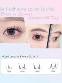 200 Clusters Natural Style DIY Eyelashes, Different Lengths, Soft Thick Double Layer Lower Lashes, Suitable For Daily Use And Travel Makeup - J - View 2