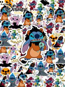 50pcs Highly Attractive Stitch & Angel Decorative Sticker Collection, Multiple Pattern Options, Luggage, Water Bottle, Computer, Planner Decoration, Birthday Gift, Home & Office Decor, Fun Creative Stickers, Designs, Water Bottle, Luggage, Planner, Computer Decals, Birthday Party Favor, Home & Office Accessories - Multicolor - View 1