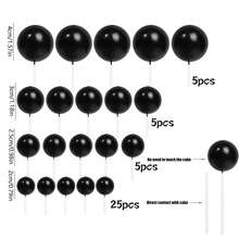 40pcs Multicolor Metallic & Matte Spherical Cake Toppers, Mini Foam Ball Decorations For Birthday & Wedding Cake Decor - Multicolor - View 15