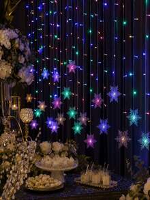 1pc Snowflake Curtain String Lights, Multi-Functional LED Decorative Lights, Suitable For Various Scenes Including Bedroom, Storefront, Window Display, Wedding, Birthday Party, Stage Event, Christmas And Home Decor - Curtain String Lights - View 12