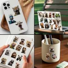 50Pcs Cute Funny Basil Cat Animal Stickers, Aesthetic Vinyl Cartoon Decals, Cat Theme Gift, Suitable For DIY Decoration On Water Bottle, Guitar, Luggage, Phone - Multicolor - View 9