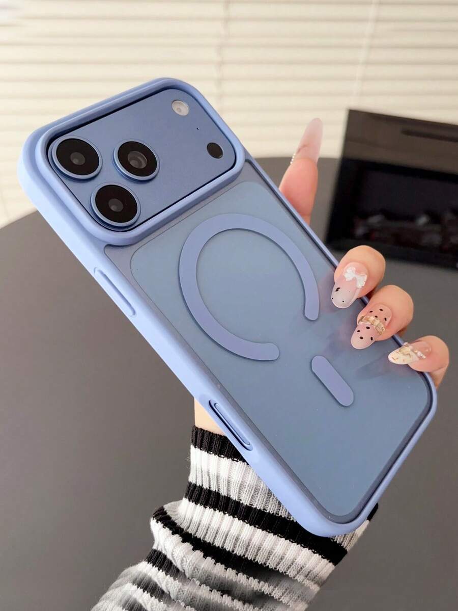 Minimalist Transparent Acrylic Sky Blue Magnetic Phone Case, Compatible With IPhone 18promax/18pro/18/17 Pro Max/17 Pro/17/16 Pro Max/16/16 Pro/16 Plus/15/15 Pro Max/15 Pro/15 Plus/11/12/13/14 Pro Max/12 Pro/12 Pro Max/13 Pro/13 Pro Max/7 Plus/14 Pro/14 Pro Max Hard Shell