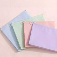 Thickened Morandi A4 Zipper File Bag, Office Supplies, 3D Matte Large Capacity Zipper Pouch - Multicolor - View 4
