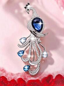 1pc Vintage Luxury Peacock Brooch, Fashionable And Versatile - Blue - View 1
