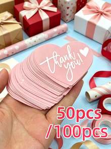 100pcs/50pcs New Elegant Heart Thank You Labels -"Thank You For Supporting My Small Business" Thank You Cards - Arts & Crafts Supplies ﻿ ﻿ ﻿ - Many - View 2