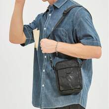 Men's Black Camouflage Mini Crossbody Bag - With Adjustable Shoulder Strap And Zipper Design, Men's Black Camouflage Small Square Bag, Large Capacity, Suitable For Daily Commute - Multicolor - View 1