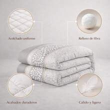 Shoppe house - Edredón Nórdico de Microfibra para Invierno Reversible de 350g con Estampado - Gris Oscuro - Ver 2