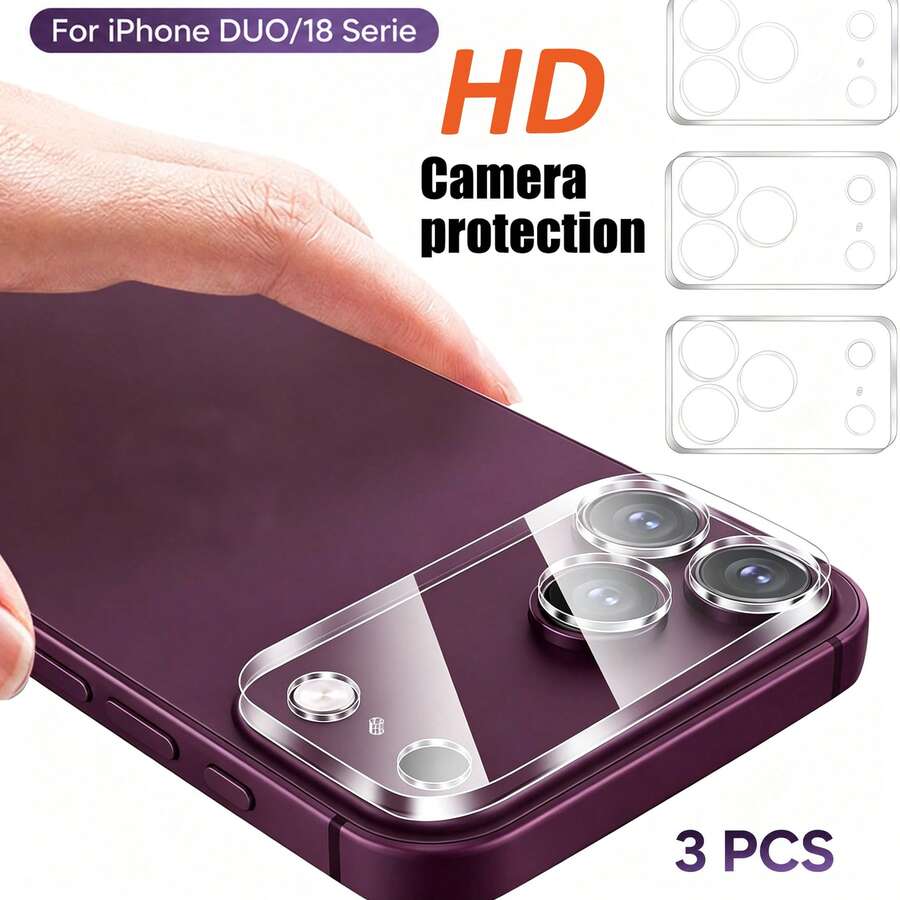 Yezodawee 3pcs - 18 Pro Max High Definition Camera Lens Screen Protector, 9H Tempered Glass, Anti-Scratch, Bubble-Free, Clear Display, Compatible With IPhone18Promax/18Pro/17Pro/17Air/17/16ProMax/16Pro/16Plus/16/15ProMax/15Pro/15Plus/15/14ProMax/13/12/11 And Other Models. Phone Accessories, Compatible With Phone Cases. - Clear - View 1