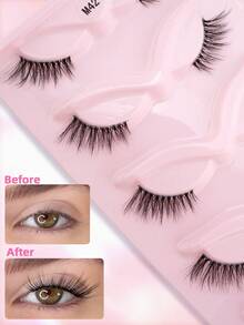 5 Pairs Half Eyelashes, Thin Long Ends 3/4 Angle Transparent Stem False Eyelashes, Suitable For Beginners, Girls' Daily Makeup - Black - View 4