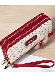 Women's Long Double Zipper Wallet, Vintage Print Large Capacity Wristlet Clutch, Multi-Card Slot Phone Wallet - Multicolor - View 12