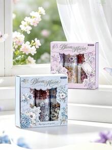6rolls Transparent PET Washi Tape, Vintage Flower Pattern Decorative Sticker, Great For Hand Journal Collages, Diary Decoration, Gift Box Embellishment And Greeting Card Crafts - Tape - View 1