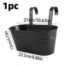 1/2/4 PacksMetal Hanging Flower Pots For Railing Fence, 11 Inch Large Plant Pots Hanging Flower Bucket Planters With Detachable Hook & Drainage Holes For Balcony Fence Garden Home Decor - Large - View 10