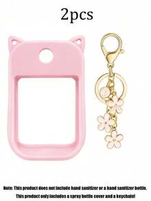 2pcs/1pc/Set (30ml) Hand Sanitizer Spray Protective Cover, 26 Flower & Letter Pearl Decor Spray Bottle Charm, Silicone Mouse Ear Shaped Spray Bottle Anti-Fall Protective Case, Perfume Bottle, Travel Bottles - Pink - View 10