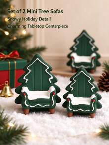 3pcs DIY Resin Mini Christmas Tree Sofa Model Decor, Christmas Decoration Ornament, Christmas Element, Gift For Family And Friends, DIY Handmade, Decorative Ornament, Holiday Decoration, Perfect Gift, Birthday Gift, Small Figurine Decor - Multicolor - View 4