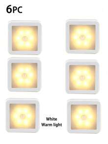 Smart Motion Sensor 6LED Floor Lamp/Pendant Light/Wall Light - Wireless Control, Auto On/Off, Modern Square Design. Suitable For Hallway, Stairs, Living Room, Bedroom (Battery Not Included), Closet, Bedroom, Nightstand, Shoe Cabinet Lighting. Ideal Home Choice, Decorative Sensor Light - Multicolor - View 16
