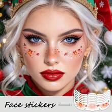 6 miếng dán mặt tàn nhang đỏ xanh Giáng Sinh, hình xăm tạm thời mặt hình mũ Noel, chuông, bông tuyết, lá holly, chống nước, decal má hồng trang điểm cho tiệc Noel, cosplay và lễ hội ngày lễ - Nhiều màu - Xem 2