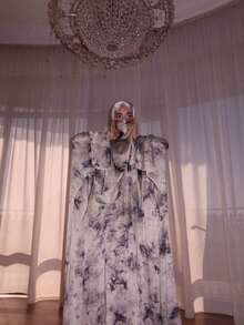 Women's Floral Print Abaya Set With Matching Hijab, Elegant Batwing Sleeve Long Dress, Modest Muslim Dubai Islamic Robe, Suitable For Daily Wear And Party - Multicolor - View 10