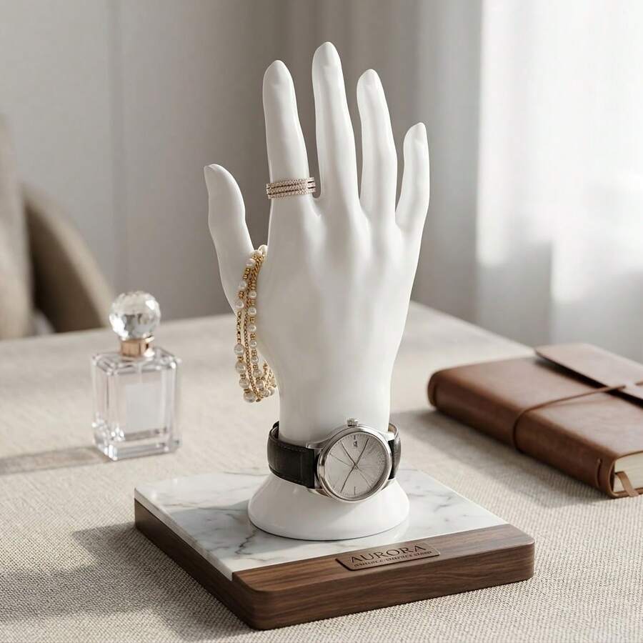 Nampan Perhiasan Elegan Berbentuk Tangan Hasil Cetak 3D untuk Memajang Cincin, Kalung, dan Gelang; Organizer Aksesori Meja Bergaya dan Mewah yang Cocok untuk Berbagai Suasana Rumah. - MultiWarna - View 1