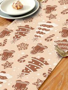 1pc Christmas Pattern Printed Linen Table Runner, Placemat, Suitable For Holiday, Party, Birthday, Dinner, Kitchen Dining Table Decoration, Shoe Cabinet Storage Cabinet Cover, All Season Room Decor, Home Textile Decoration Table Runner, Placemat - Multicolor - View 7