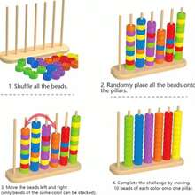 Fun Matching Game, Beaded Educational Toy, Colorful Beads, Can Slide Beads Onto Pillars To Complete Sorting And Matching. Develops Children's Hand-Eye Coordination, Color Recognition And Logical Thinking Skills. Smooth Craftsmanship Without Burrs, Parent-Child Interactive Tabletop Game, Suitable For Children To Play At Home, Enhances Concentration Through Hands-On Activity. - Multicolor - View 5