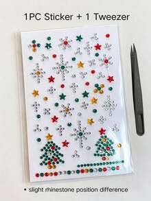 1pc Christmas Theme Rhinestone Decor Sticker Set With Tweezers, 3D Acrylic Hollow Self-Adhesive Rhinestone Stickers, Santa Claus, Christmas Tree, Snowflake, Gift Sock, Snowman, Christmas Hat, Candy Cane And More Christmas Patterns, Suitable For Phone, Water Cup, Camera, Earphone, Greeting Card, Gift Packaging, Photo Frame, Photo Album, Notebook, Aromatherapy Cup And More - one-size - View 16