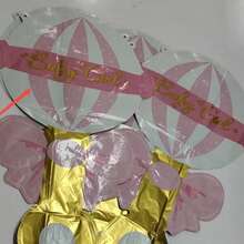 Blue & Pink Striped Rattle Shaped Foil Balloon, Baby Boy Theme Gender Reveal Party Decoration, Baby Shower Atmosphere Photo Prop - Multicolor - View 6