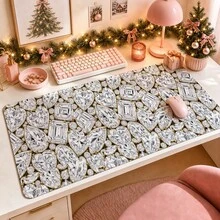 1pc Glam Shiny Rhinestone Diamond Desk Mat, Multi-Purpose Vanity Table Protector, Nail Art Mat, Large Desktop Mouse Pad For Women Bedroom & Office, S/M/L/XL - View 1