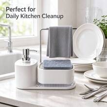 Set Dispenser Sabun Dapur 4-in-1, Desain Pompa Ganda, Cocok untuk Sabun Tangan dan Sabun Cuci Piring, Dapat Diisi Ulang, Dilengkapi dengan Tempat Spons dan Rak Pengering, Penyimpanan Hemat Ruang di Meja Dapur dan Kamar Mandi, Dekorasi Dapur Modern, Sempurna sebagai Hadiah Natal, Liburan, Hari Ibu, Pernikahan, dan Pesta Peresmian Rumah, Hadiah Rumah - Berbagai gaya - View 3