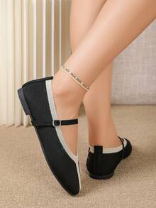 Women's New Breathable Mesh Pointed Toe Flat Shoes, Hollow Design With Buckle Strap, Vintage Lightweight Elegant Shoes, Suitable For Beach Vacation And Daily Commute - Black - View 6