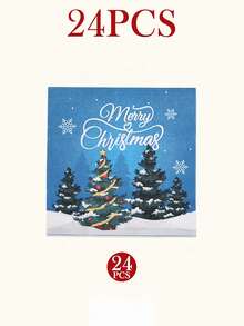 120PCS Christmas Disposable Paper Tableware Set, Includes 7-Inch And 9-Inch Plates, Paper Cups, Napkins And Straws; Featuring Blue Snowman, Christmas Tree, Snowflake And "Merry Christmas" Pattern Design, Suitable For Winter Parties, Holiday Dinners, Christmas Celebrations And Table Decor. - Multi-color 1 - View 9