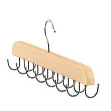 14-Hook Solid Wood Wardrobe Belt Rack, Multi-Functional Multi-Layer Leather Belt & Tie Storage Hanger, Space-Saving Closet Organizer For Belts, Ties, Hats And Clothes, Home Storage Essential, Solid Wood Multi-Hook Pants Rack, Strong Load-Bearing, Metal Hanging Skirt & Pants Hook Rack - Multicolor - View 12