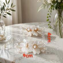 1 Pair Fashion Wedding Shoe Flower Heavy Work High Heel Shoe Accessories Rhinestone Versatile Pearl Detachable Shoe Flower/Only Shoe Accessories Not Including Shoes - Apricot - View 7