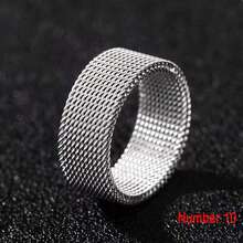 1pc Stainless Steel Flexible Mesh Ring, Personalized Braided Adjustable Finger Ring, Versatile Couple Ring, Silver Wide Plain Band Ring - Silver - View 9