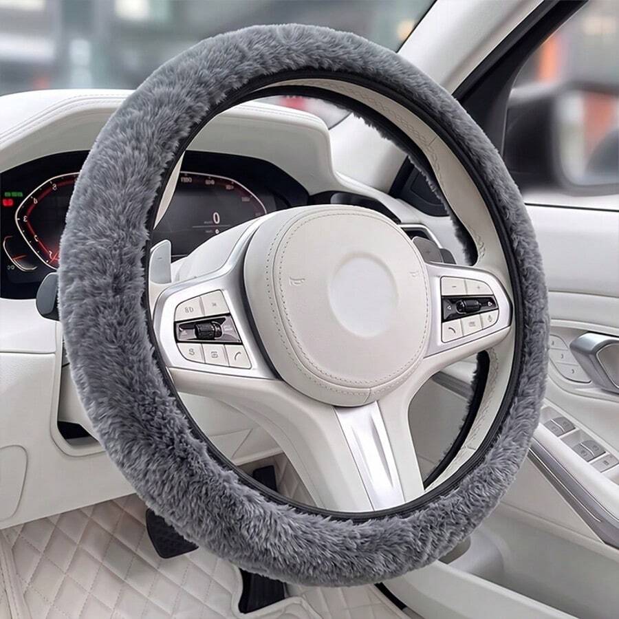 بطانية عجلة قيادة مخملي دافئ للشتاء، حماية كاملة مانعة للانزلاق لعجلة القيادة - CC - مشاهدة 1
