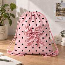 Drawstring Bag - Cute Coffee Brown Bow Print - Suitable For School, Sports, Travel And Toy Storage - Sports, Fitness, Swimming, Travel Backpack - Drawstring Sports Bag - View 5