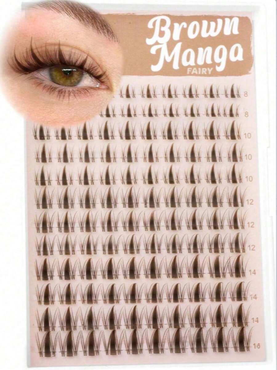 Natural Wispy Eyelash Clusters, Anime Eyelash Clusters, Pointed Eyelash Extensions, C-Curl Single Lash Extensions, Pointed Single Lash Extensions, 8-16mm Banded Eyelash Clusters, DIY At-Home Eyelash Extensions - D - View 1