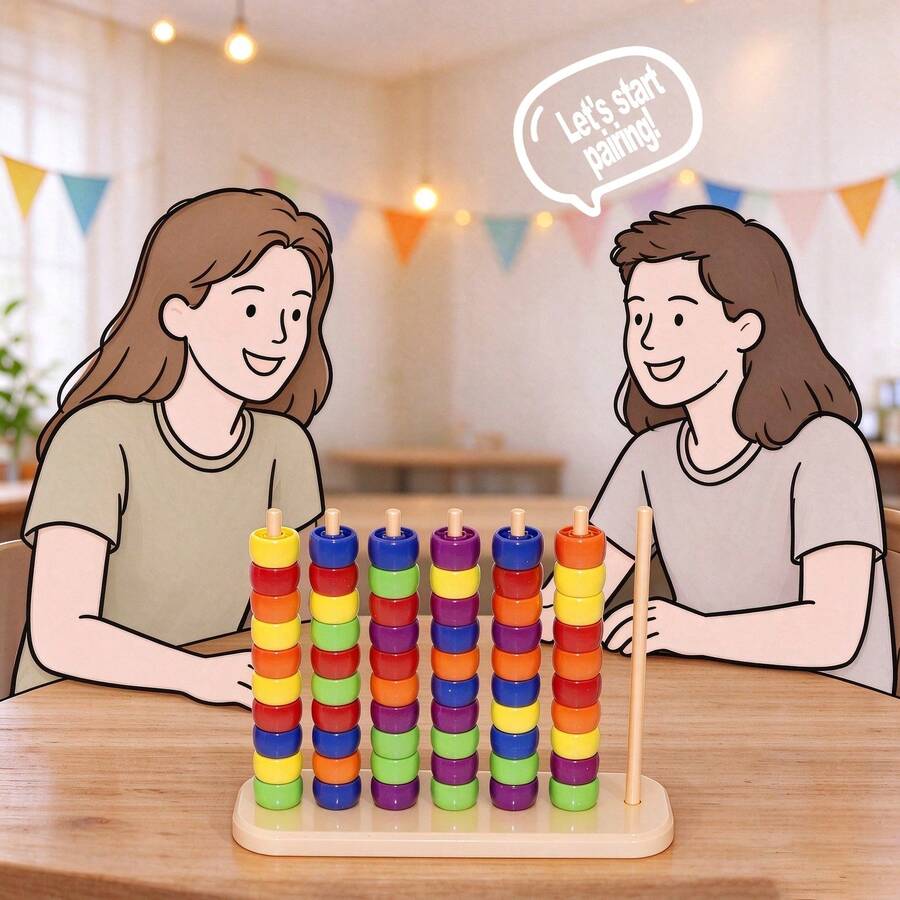 1 Set Beaded Column Color Matching Early Education Toy, Children's Focus & Matching Training, Enhances Logic & Spatial Perception, Gift For Boys And Girls, Parent-Child Interactive Game For Adults And Kids, Party Tabletop Game - Multicolor - View 1