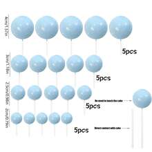 40pcs Multicolor Metallic & Matte Spherical Cake Toppers, Mini Foam Ball Decorations For Birthday & Wedding Cake Decor - Multicolor - View 14