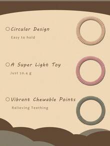 1pc Silicone Teething Ring Toy, Multi-Color Textured Surface, Suitable For Newborns & Infants Grasping & Chewing, Ideal Early Infant Toy - Multicolor - View 6