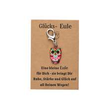6/10/12pcs New Lucky Owl German Encouragement Blessing Card Printed Small Owl Keychain Pendant - Multicolor - View 9