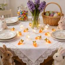 New LED Rabbit & Carrot String Light (1-Pack, Two Specifications Available) | Ideal For Easter, Christmas, New Year, And Halloween Decor | Perfect For Creating A Cozy Atmosphere At Birthday Parties And Suitable For Various Holidays - Rabbit + Carrot String Lights - View 4