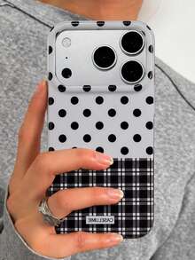 Stylish Cute Polka Dot Grid Plaid Spliced Pattern Phone Case Compatible With IPhone 18 Pro Max 18 Pro 17 Pro Max 17 Pro 17 16 Pro Max 16 Pro 16 15 Pro Max 15 Pro 15 14 Pro Max 14 Pro 14 13 Pro Max 13 Pro 13 12 11 Vintage Creative Glossy Soft Protective Back Cover - White - View 4