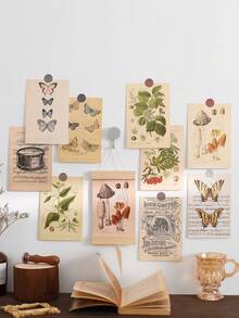 15pcs Retro Butterfly And Plant Wall Decal/Decorative Card (Random Selection) - Multi-color - View 2