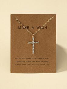 1pc Elegant Fashion Zinc Alloy Geometric Cross Pendant Necklace Suitable For Women's Daily Wear - Gold - View 1