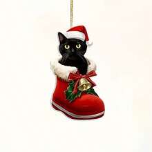 Christmas Shoes Black Cat Acrylic New Style Hanging Ornament Cross-Border Flat Car Rearview Mirror Pendant Keychain - Acrylic Pendant - View 7