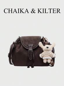 1 buah Tas Ransel Lipat Kain PU, Dapat Diubah Menjadi Tas Selempang, Cocok untuk Bepergian, Berbelanja, dll. (Dengan Gantungan) - Kopi - View 2