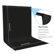 PULUZ Latar Belakang Fotografi 1m x 1,5m Kain Latar Belakang Studio Foto (Hitam) - View 2