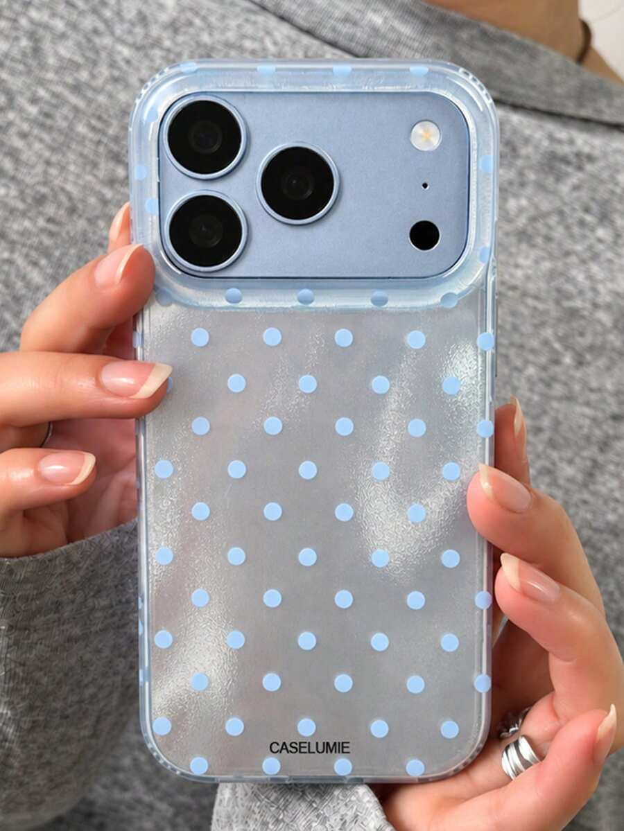 簡約可愛粉色波點亮粉亮面 IMD 手機殼,適用於 iPhone 18 Pro Max 18 Pro 17 Pro Max 17 Pro 17 16 Pro Max 16 Pro 16 15 Pro Max 15 Pro 15 14 Pro Max 14 Pro 14 13 Pro Max 13 Pro 13 12 11,時尚閃亮不規則水波紋軟保護後蓋 - 藍色波點 - 查看 1
