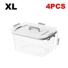 4PCS Clear Plastic Storage Boxes With Lids Stackable Box Home Office Kitchen - 4pcs - View 13