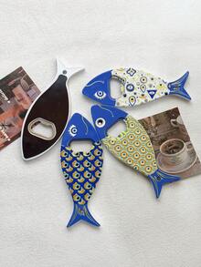 Ins Style Fashion Large Fish-Shaped Evil Eye Pattern Gold Foil Embossed Dual-Use Bottle Opener Refrigerator Magnet, Suitable For Home Decor, Daily Use And Holiday Gifts - Fish-shaped - View 8